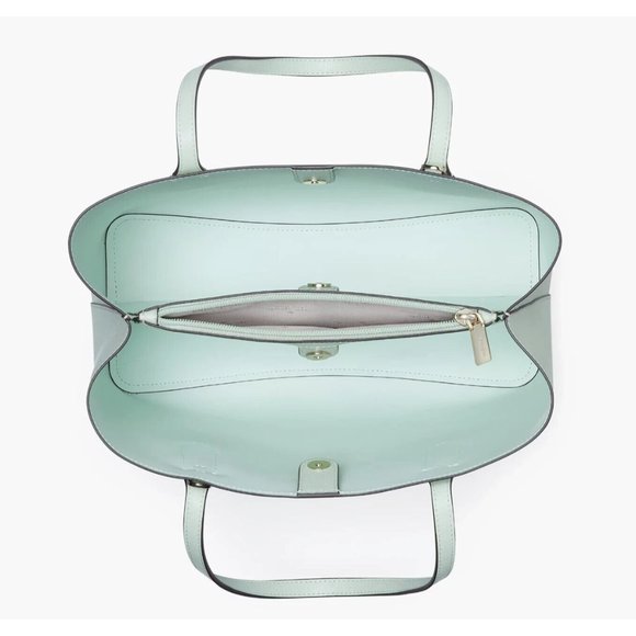 New Kate Spade Harper Satchel Grain Leather Light Olive - Picture 4 of 5